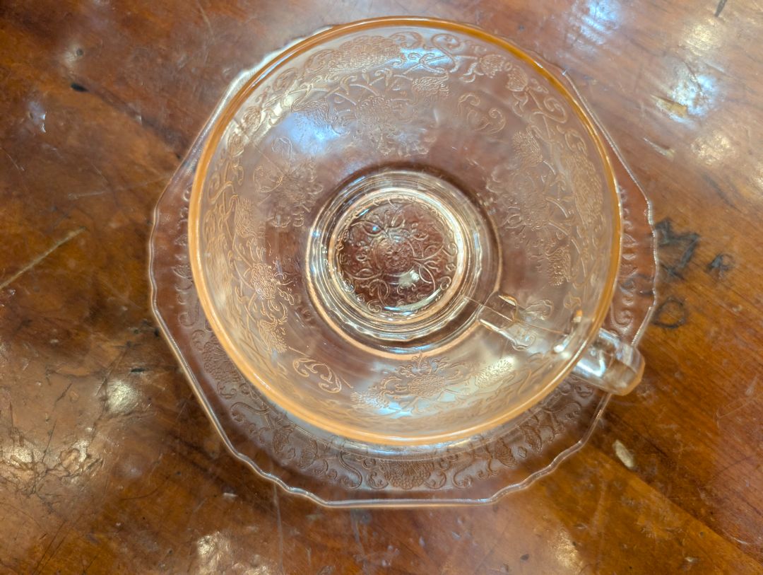 Pink Federal Glass Madrid Teacup and Saucer