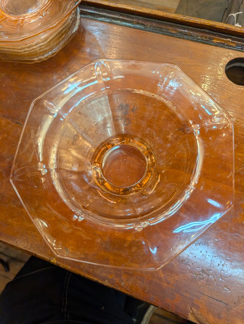 Pink depression glass plate Indiana Glass
