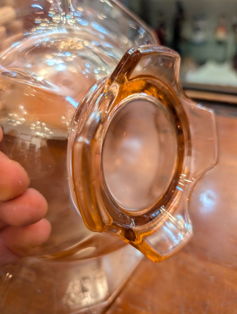 Pink Indiana depression glass footed bowl
