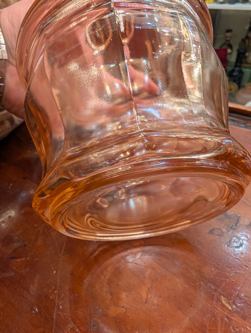 Pink Indiana glass cookie jar