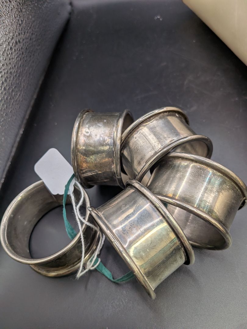 Set of 5, Nickel plated Napkin Rings
