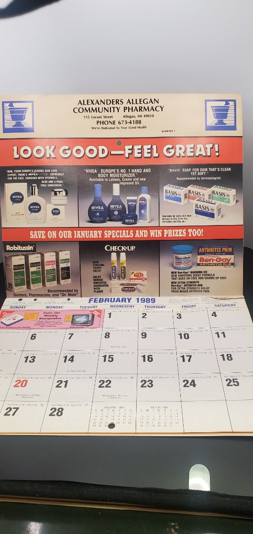 1989 Pharmaceutical Calendar