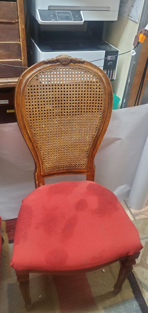 Red Upholstered Wickerback 2 Chair Set