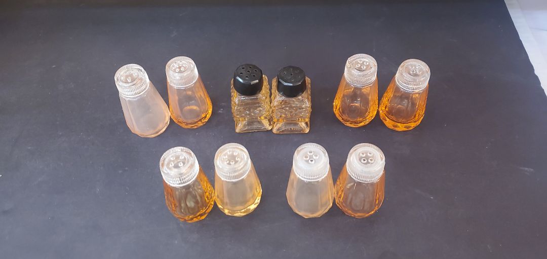 Pink Clear Glass Salt and Pepper Sets