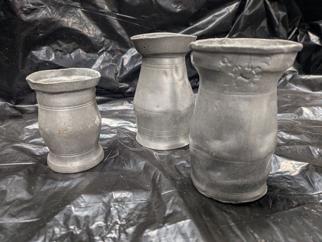 3 Pewter measure cups