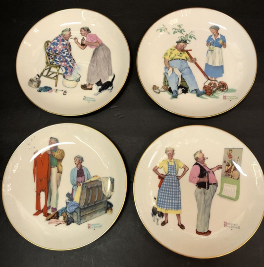  1978 Gorham Norman Rockwell Four Seasons Collector Plates Limited Edition Boxed