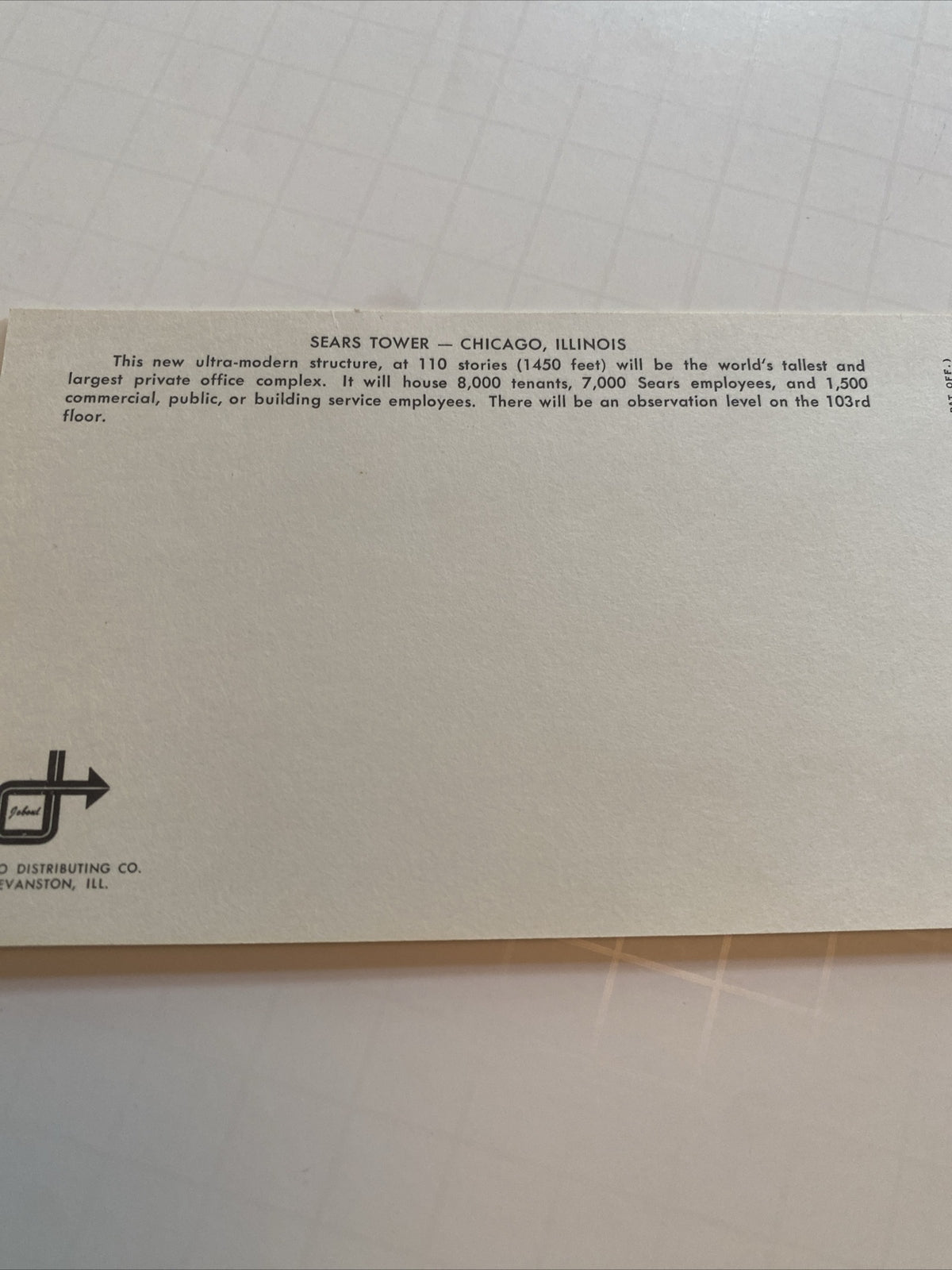 1970s Sears Tower depiction Chicago IL Illinois vintage  Panoramic postcard