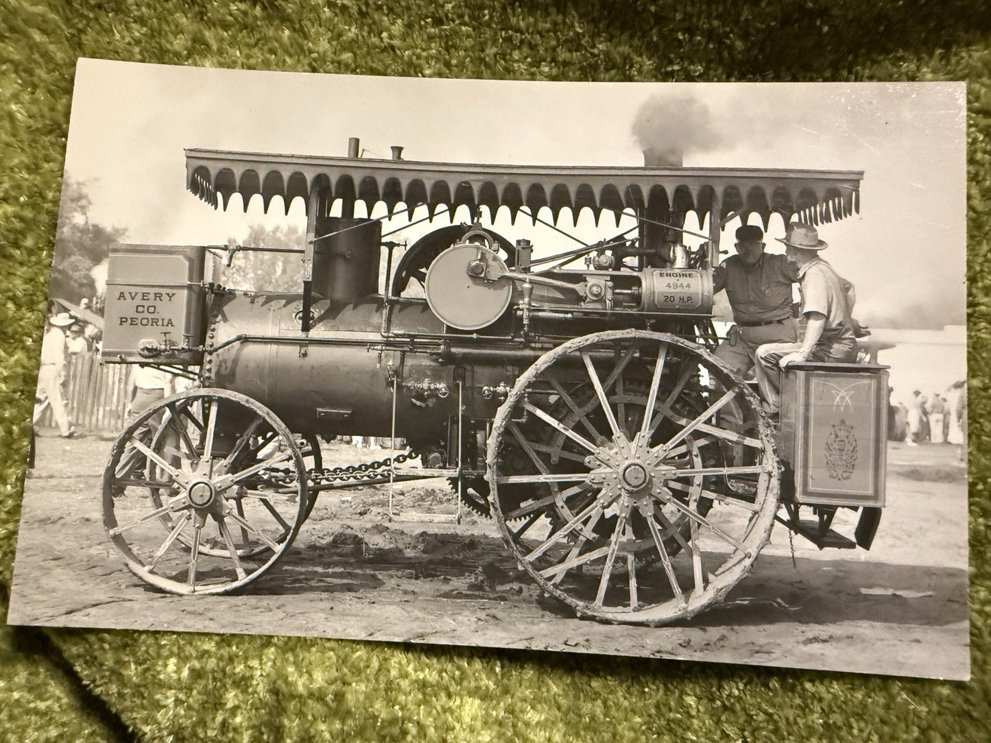 RPPC Real Photo Postcard OLD Steam TRACTOR Hay Bailer