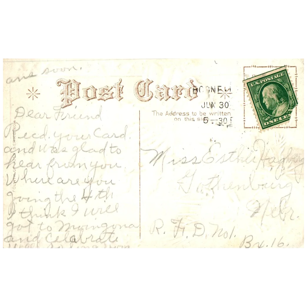 Fourth of July Little Girl Holding Sparkler with Firecrackers Patriotic Postcard