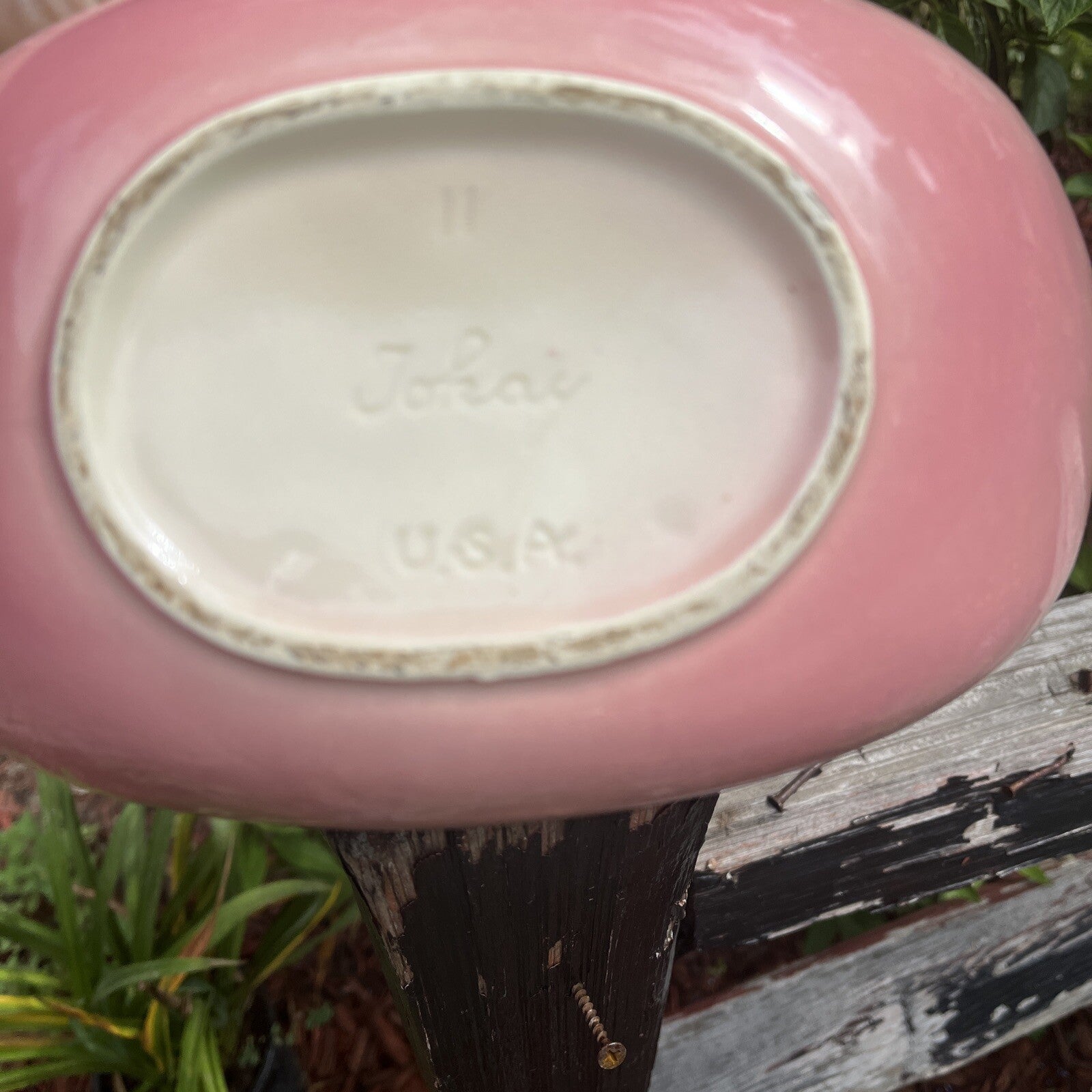 Pottery Tokay Vintage USA  Planter Napkin Fruit Holder Pink Grapes Vine Handle