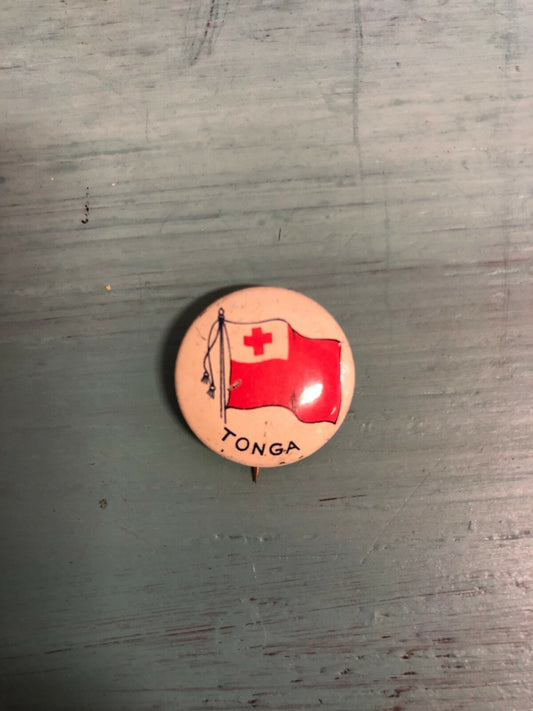 Vintage Tonga Litho Flag Pin 3/4"