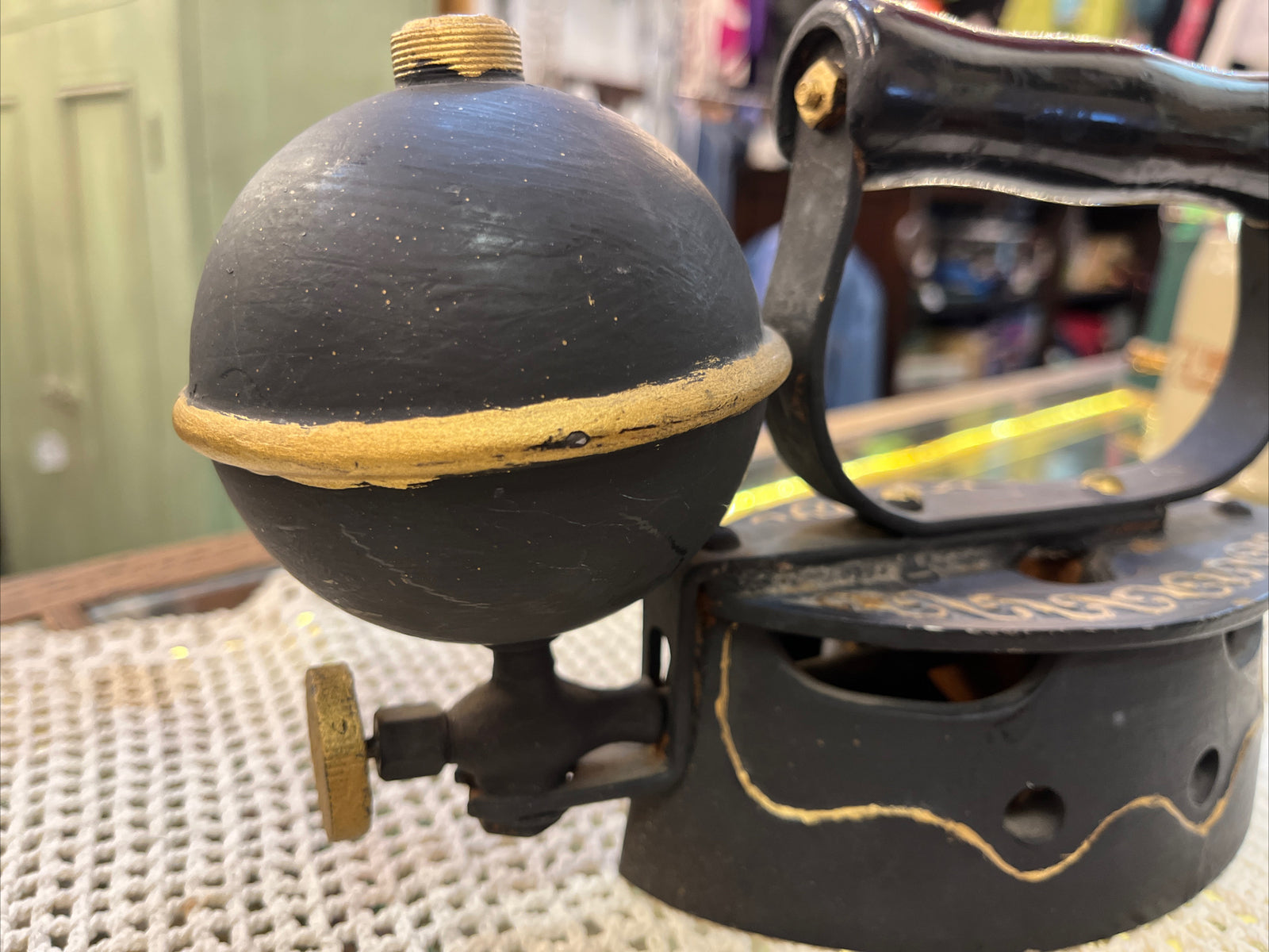 Antique Diamond Gas Sad Iron Kitchen Tool Akron Lamp Co Steampunk Rough Kerosene