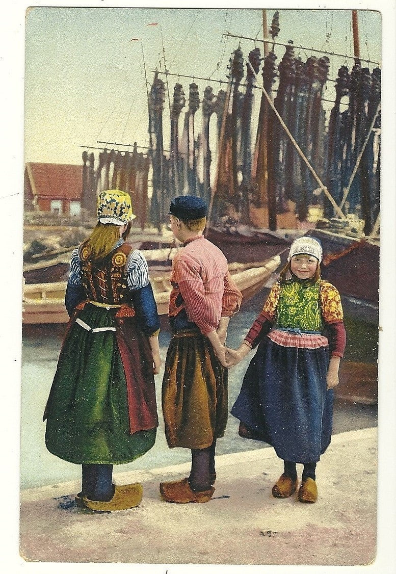Children in Dutch Shoes and clothing  Holland Netherlands Postcard