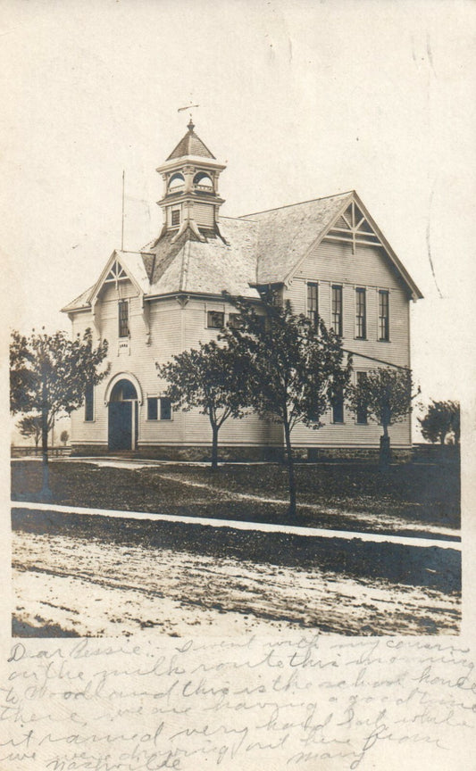 1906 Real Photo Church View Woodland Michigan MI Postcard
