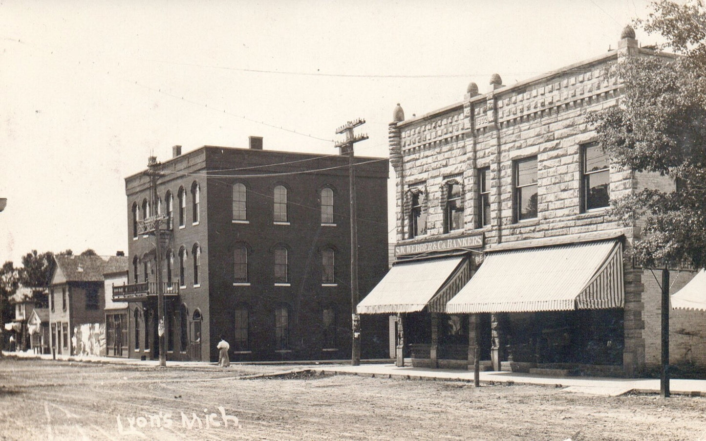 Real Photo Street View of Lyons Mich Michigan MI Vintage Postcard