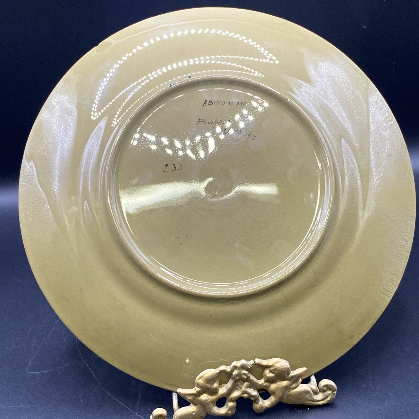 Antique 1912 Buffalo Pottery Abino Ware Nautical Ship Plate Signed C Harris