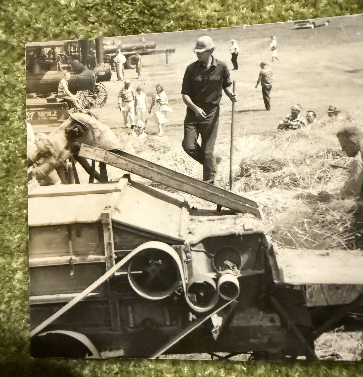 RPPC Real Photo Postcard OLD Threshing TRACTOR Wauson Ohio OH