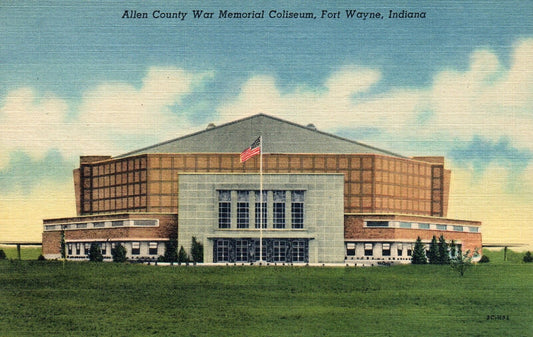 Allen County War Memorial Coliseum in Fort Wayne Indiana IN Vintage Postcard