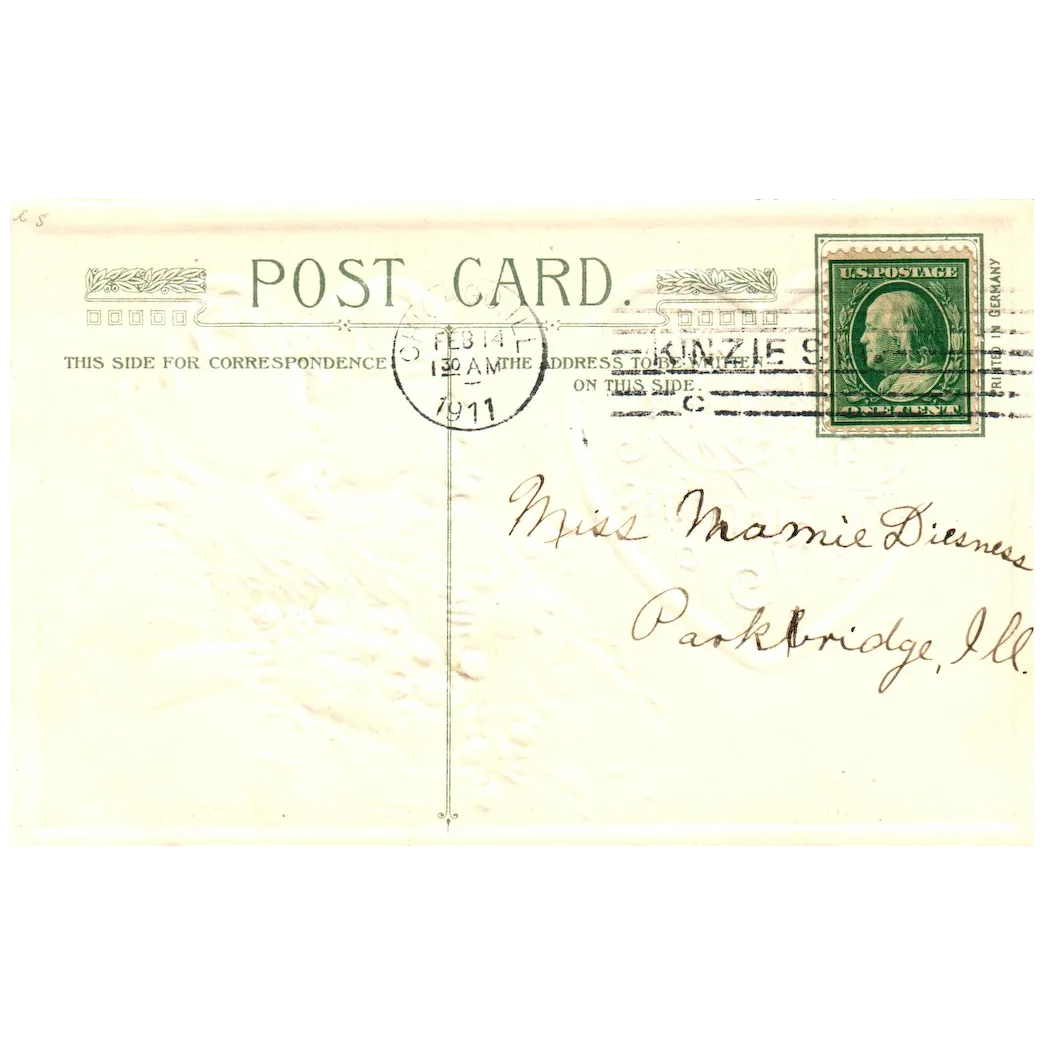 John Winsch I Greet Thee Valentine Two Little Children with Pink Flower Postcard