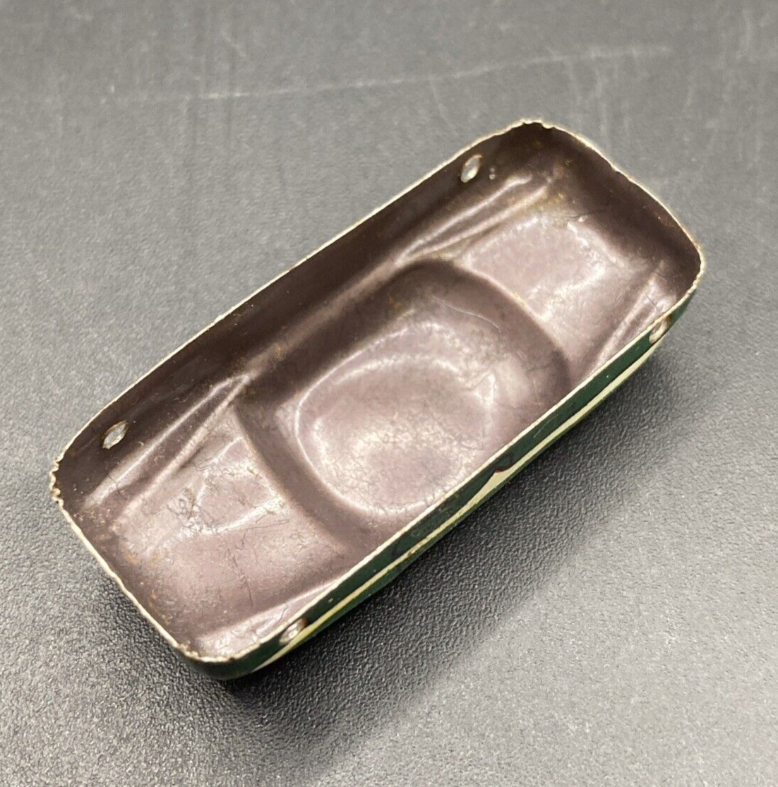 Vintage  Miniature Toy Metal Tin Litho  Green Push Car  Yellow - Japan