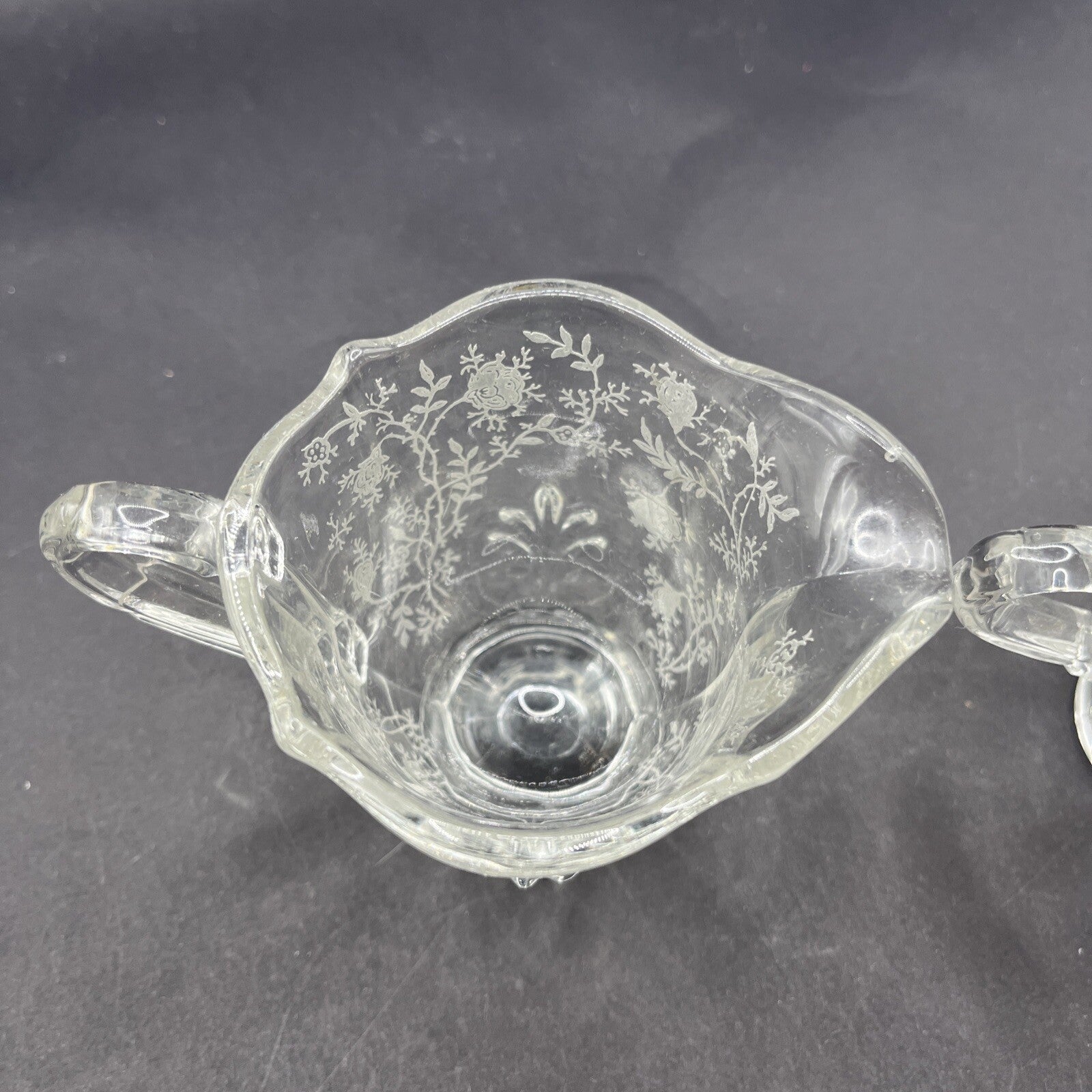 Vintage Fostoria Etched Sugar Bowl and Creamer Set 