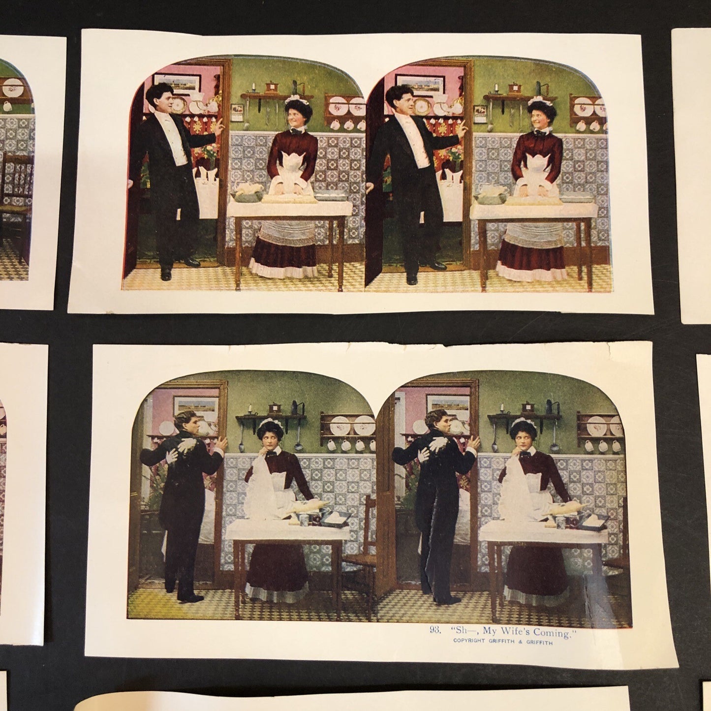 Stereo View Paper Cards Naughty Man & Maid Black Americana Lot of 12