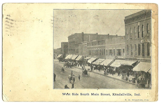 West Side South Main Street Kendallville IN Indiana Postcard