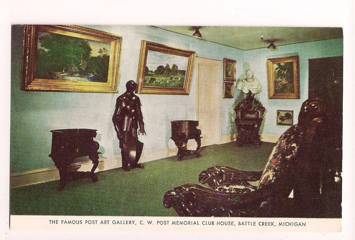 C W Post memorial Club House Battle Creek MI Michigan Mich  Postcard