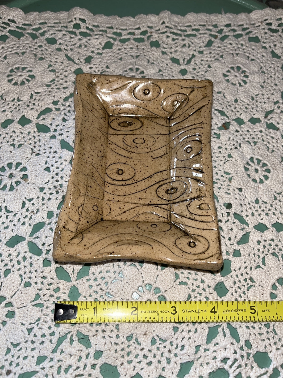 Studio Art Pottery Trinket Dish / Soap Dish  USA Made 5.25”