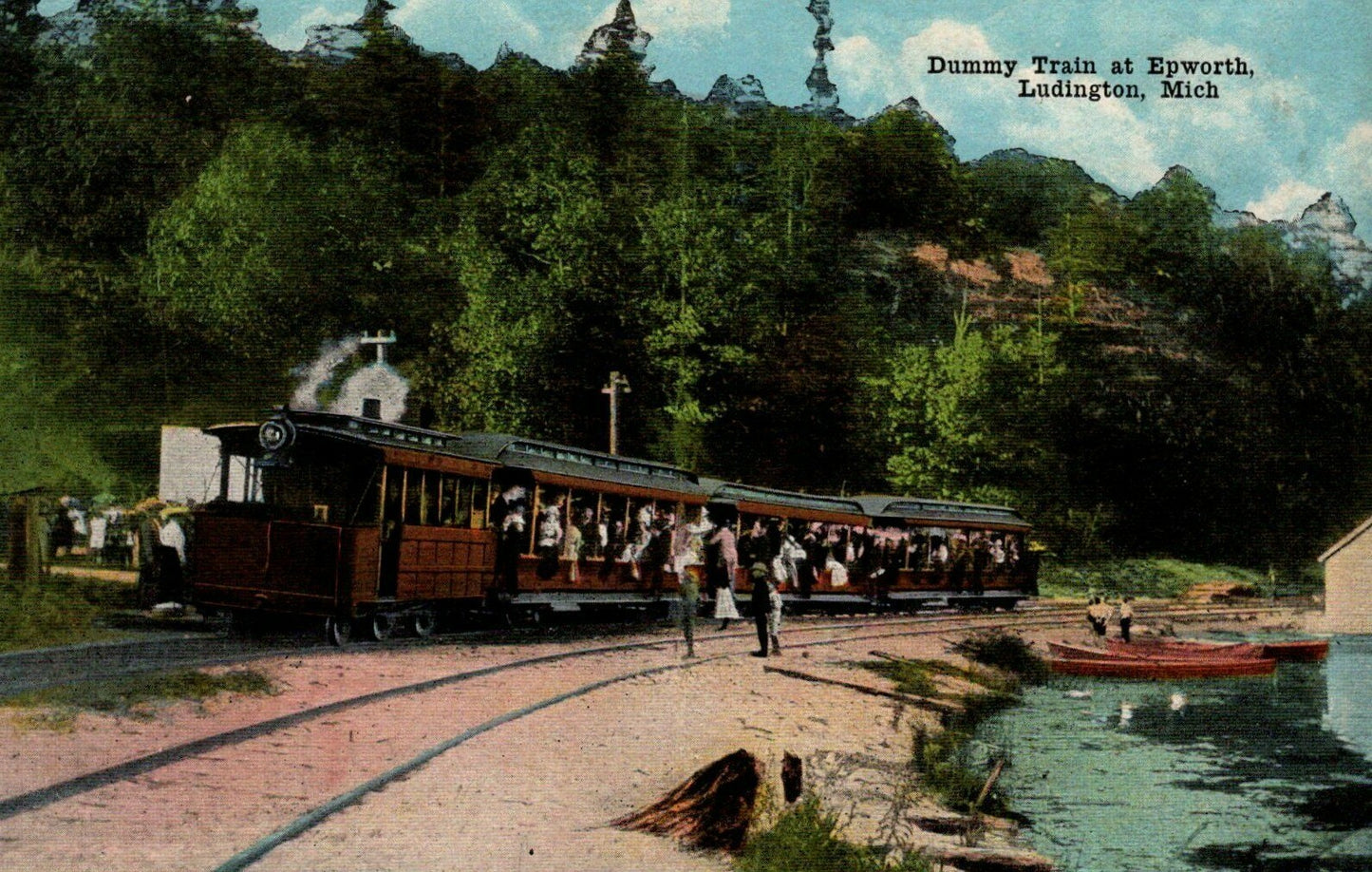 Dummy Train at Epworth Ludington Michigan MI Mich Postcard 3537