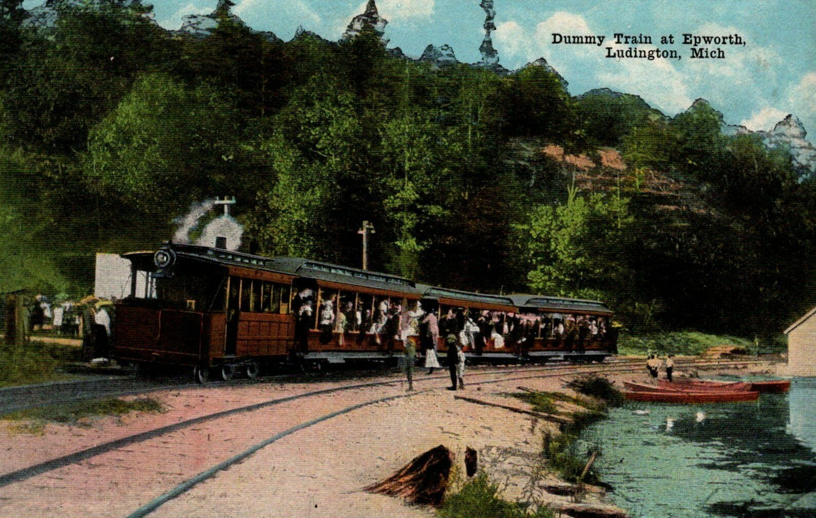 Dummy Train at Epworth Ludington Michigan MI Mich Postcard 3537