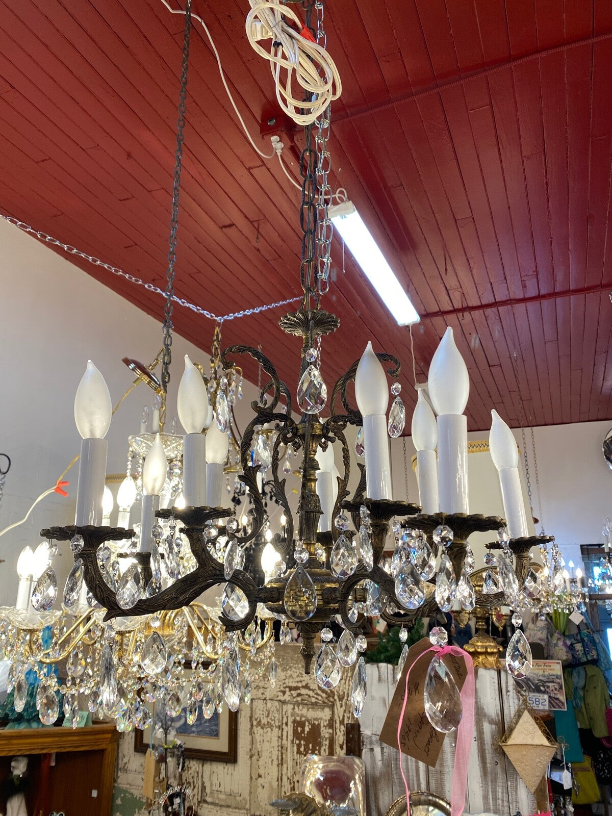 10 Light Brass Ornate Made in Spain Chandelier 