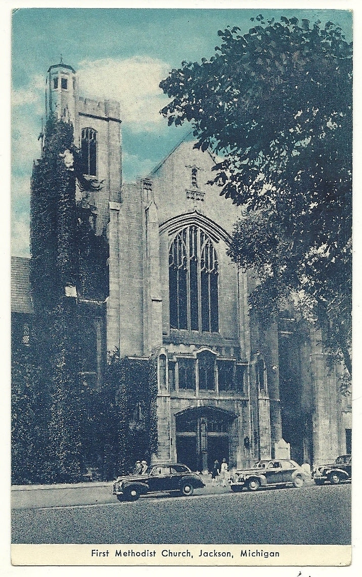 First Methodist Church Jackson MI Michigan  Postcard