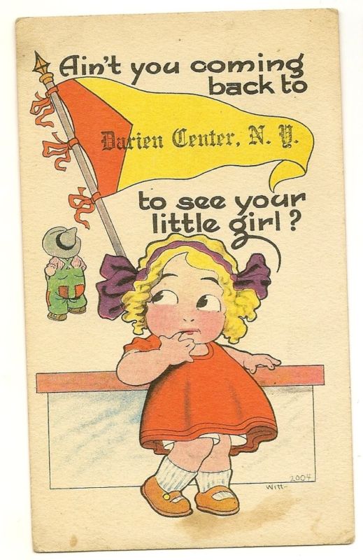 Darien Center NY New York  Artist Signed Witt Girl Postcard