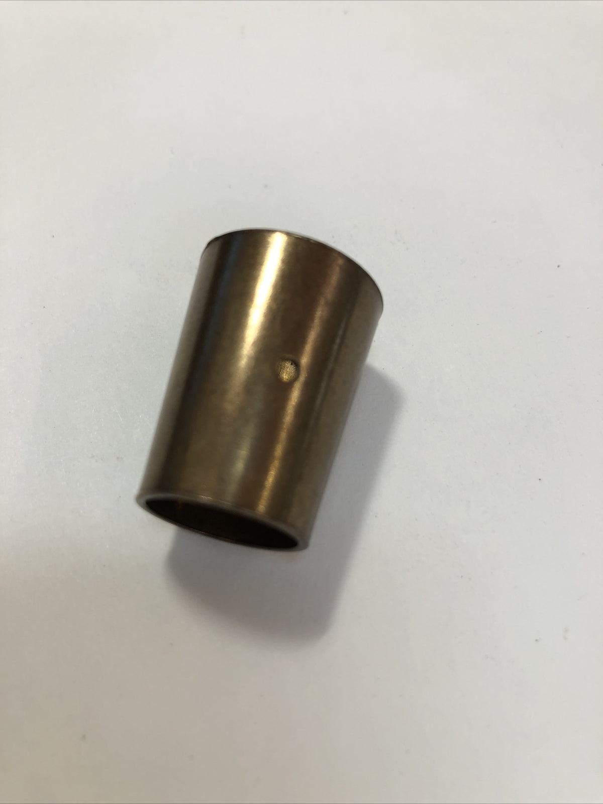SINGLE ANTIQUE MID-CENTURY BRASS HARDWARE FURNITURE FOOT TUBE COVER SALVAGE