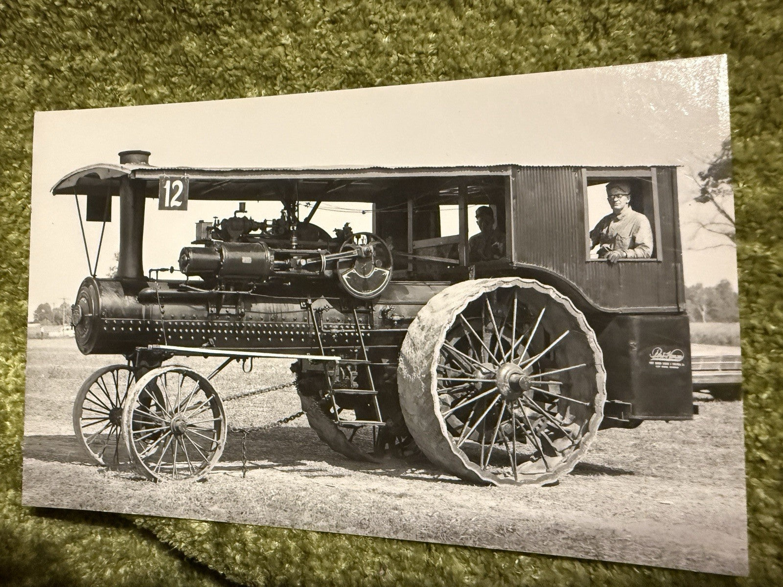 RPPC Real Photo Postcard OLD Port Huron Steam TRACTOR Longfellow