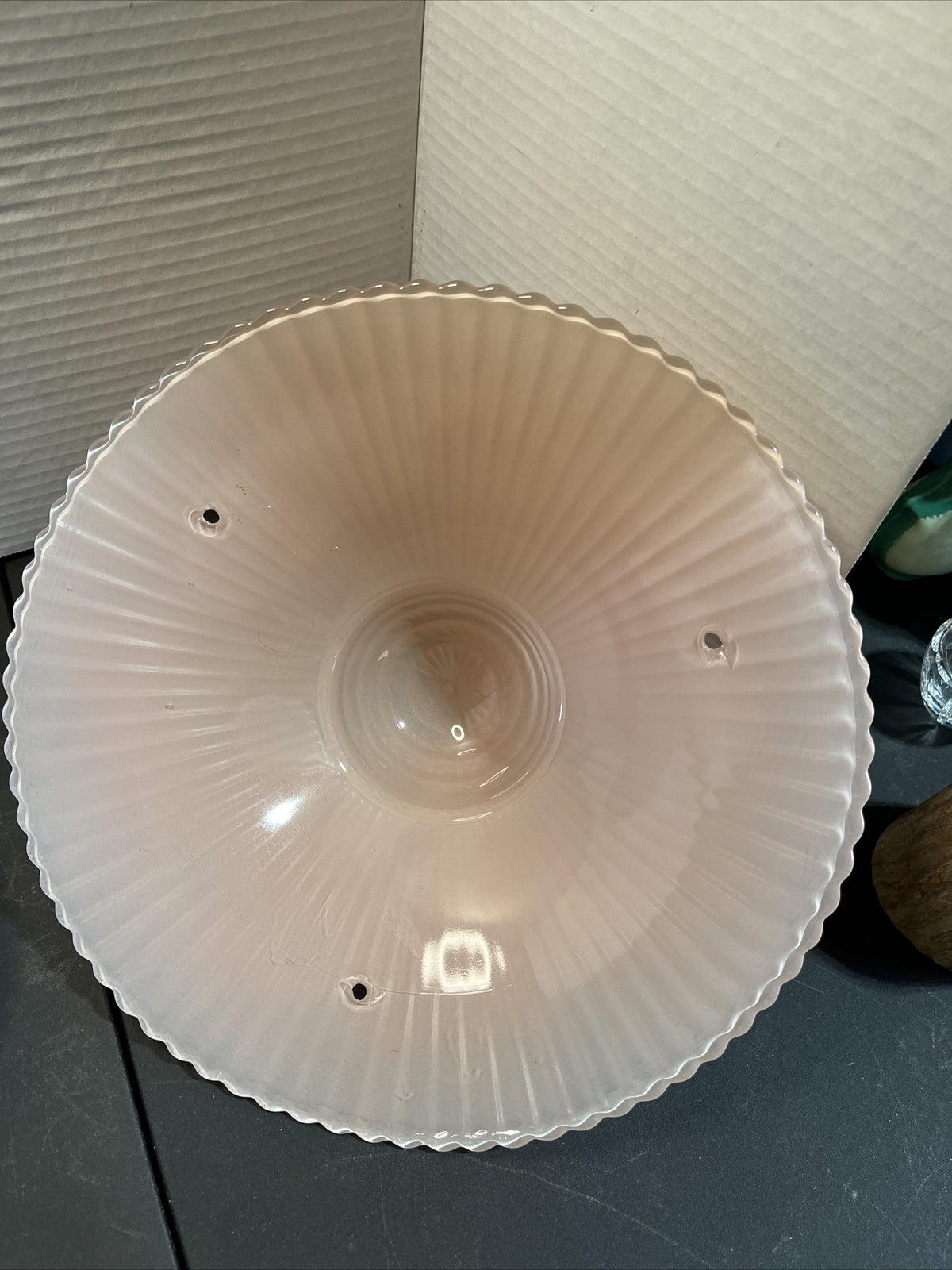 Vintage 11” Glass Shade 3 Hole