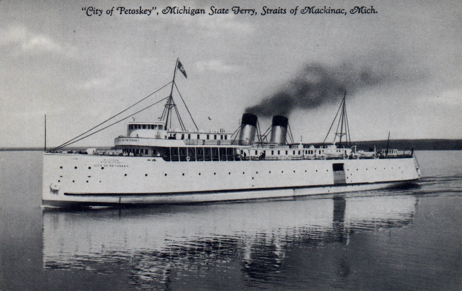 "City of Petoskey" Ferry Straits of Mackinac MI Michigan Ships Postcard