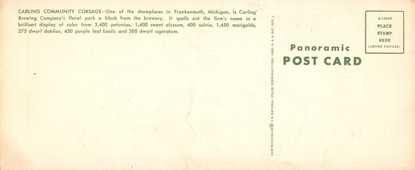 1970's Carling Brewing Company Frankenmuth Mich Michigan MI Postcard