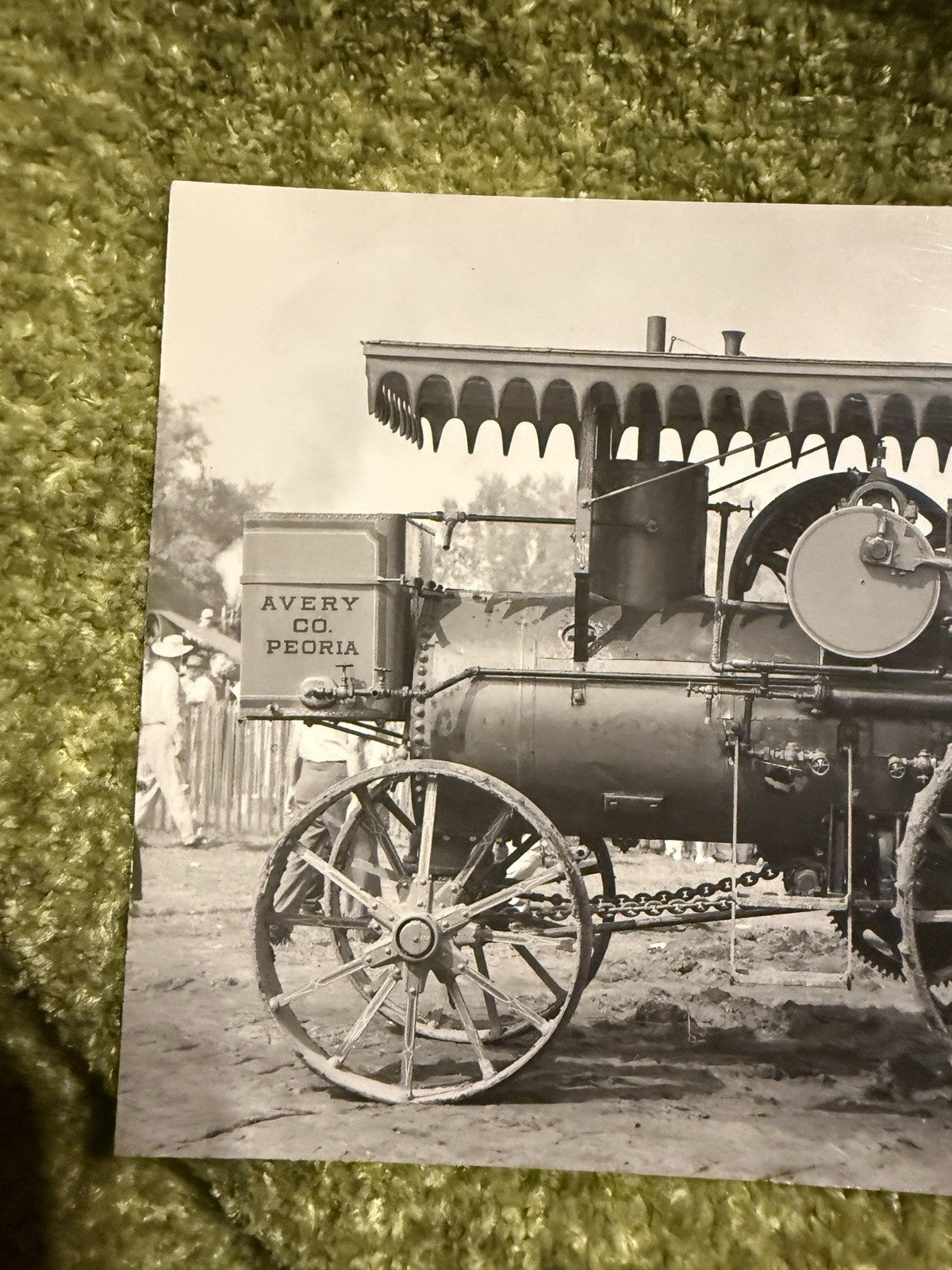 RPPC Real Photo Postcard OLD Steam TRACTOR Hay Bailer