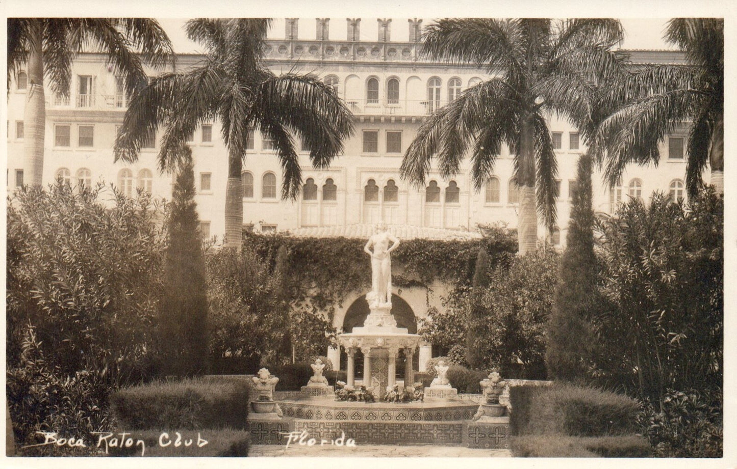 Real Photo Boca Raton Club Stature in Florida Fl Vintage Postcard