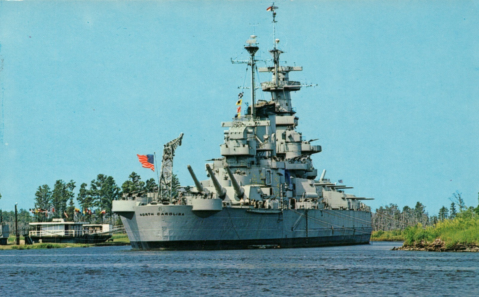 USS North Carolina WWII Battleship Wilmington NC P57112 Ship Militaria Postcard
