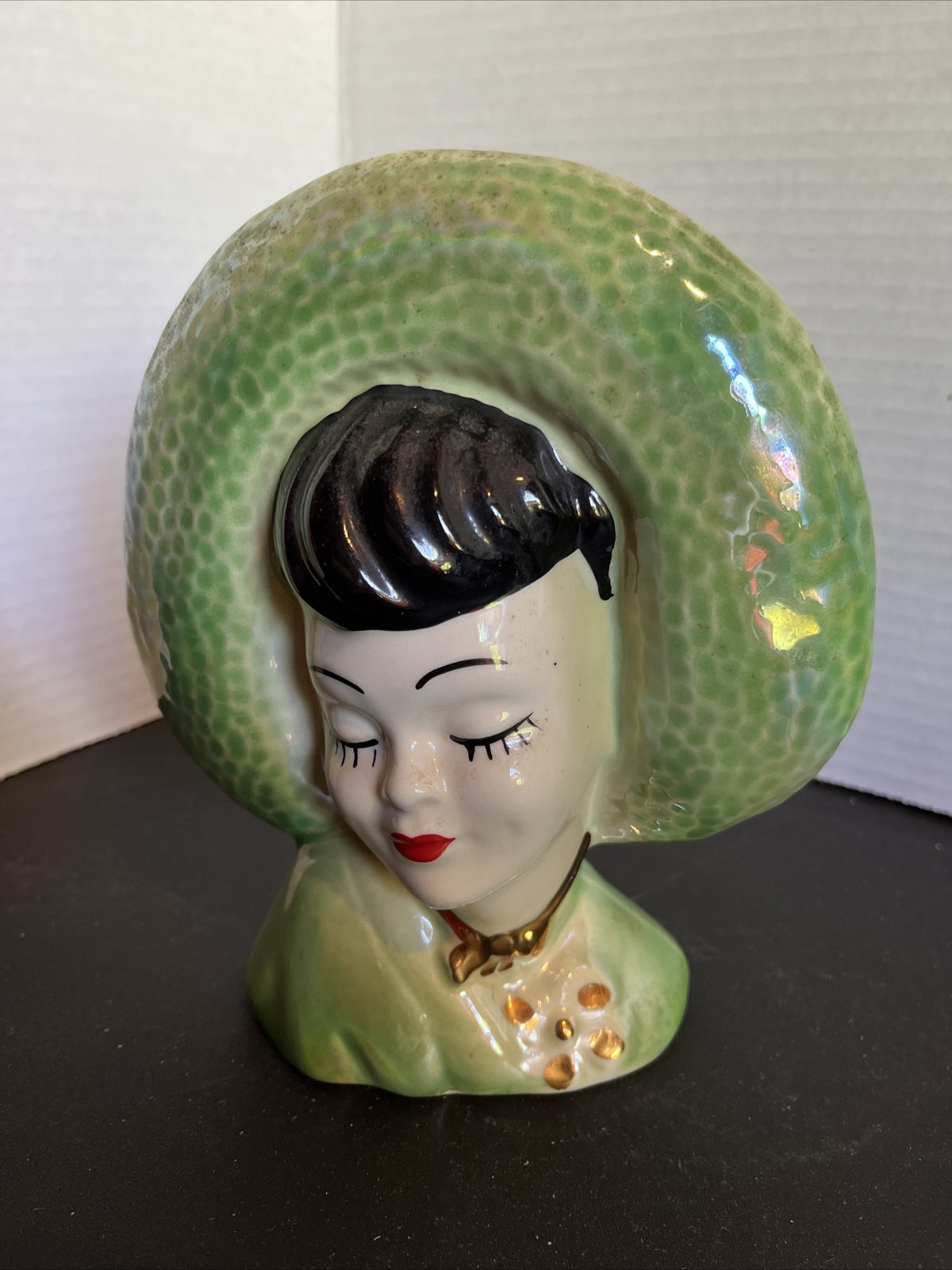 Vintage Lady Head Vase Glamour Girl Wall Pocket
