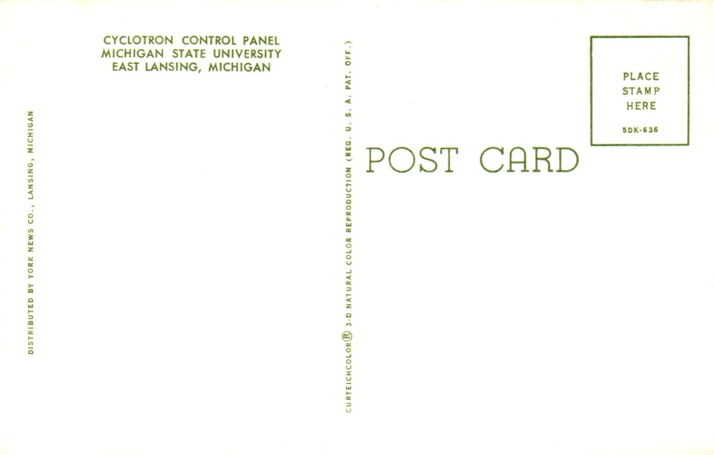 Cyclotron Control Panel MSU in Lansing MI Michigan  Postcard