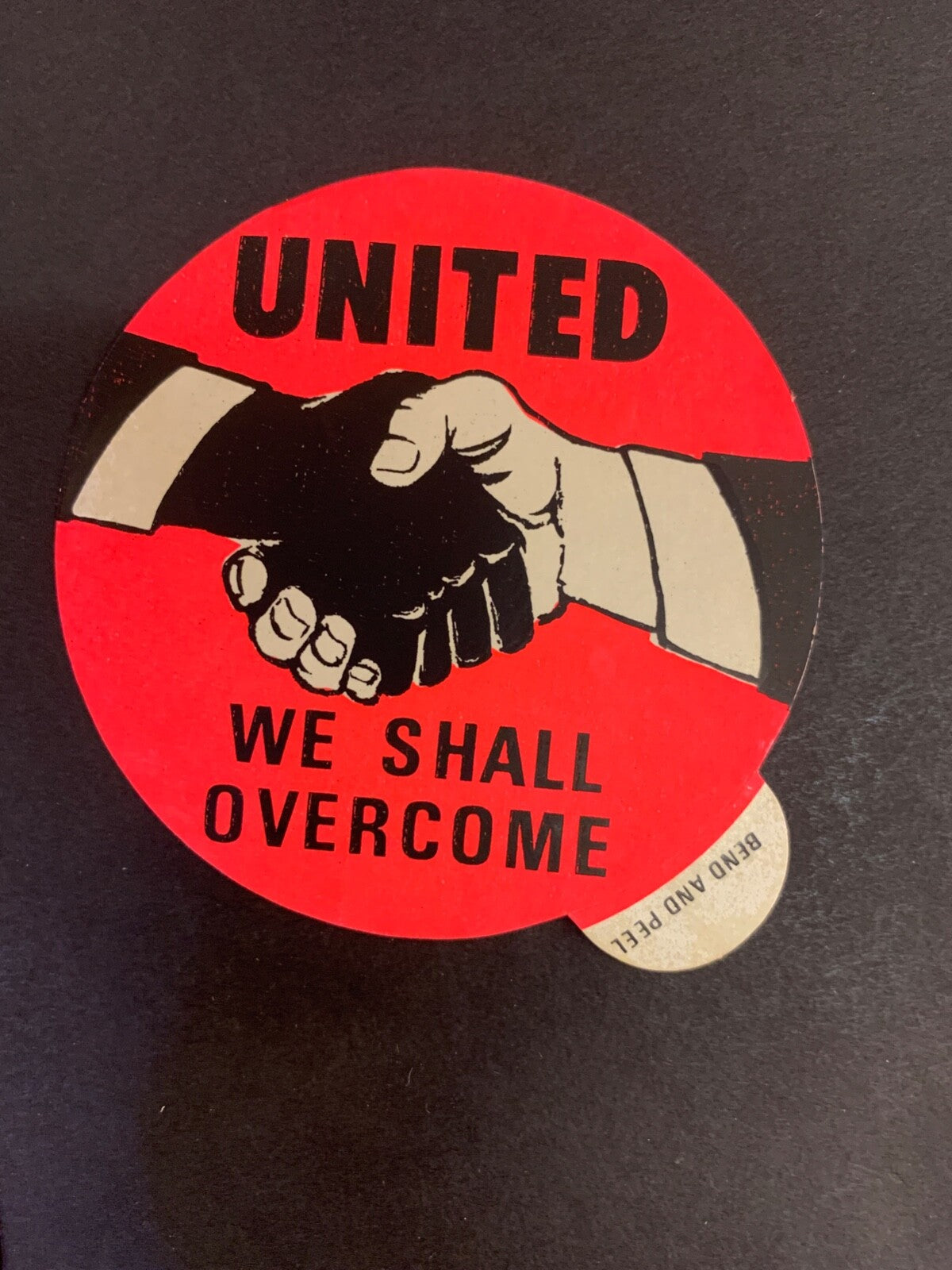 Lot of Five "United We Shall Overcome" Red/Pink 3' x 3' Sticker