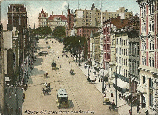 Albany State Street Broadway View New York NY Postcard
