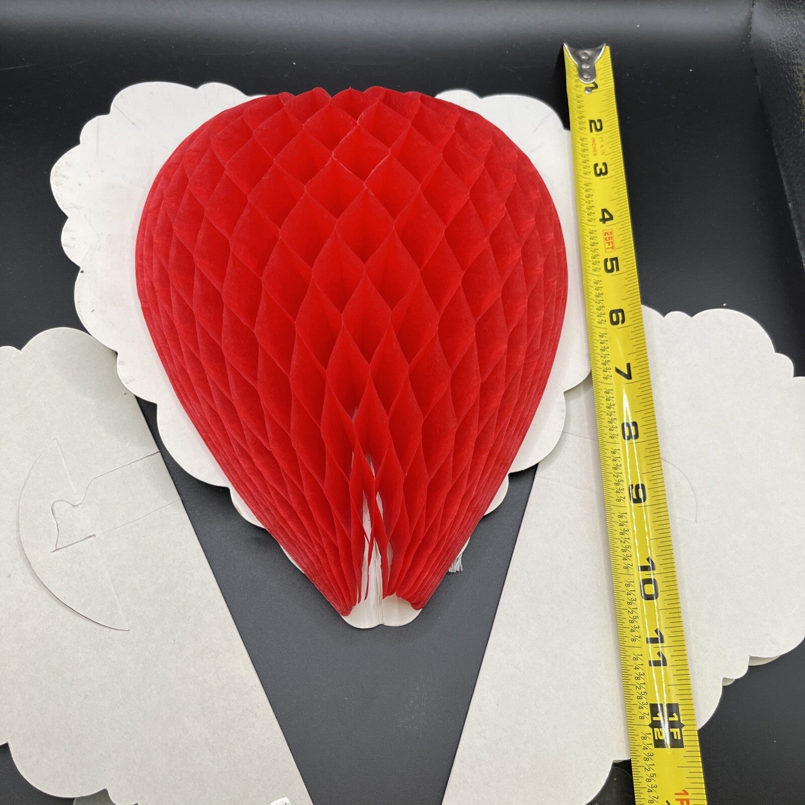 VTG Honeycomb Tissue Paper Valentine Day Hearts Decor  aprox 4" x 9" FOLDED Size