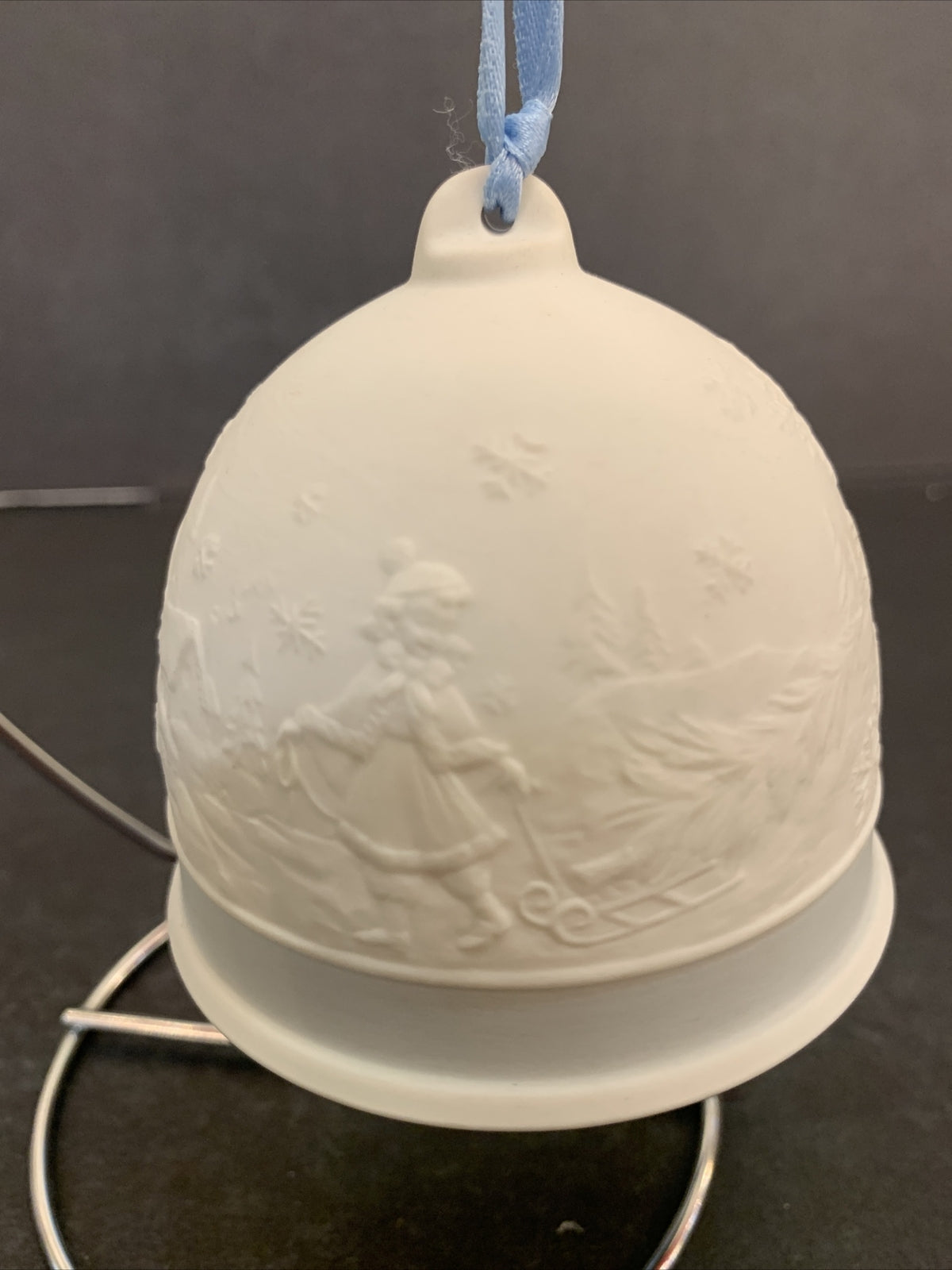 Vintage 1994 Lladro Retired Skating Winter Hanging Bell Ornament