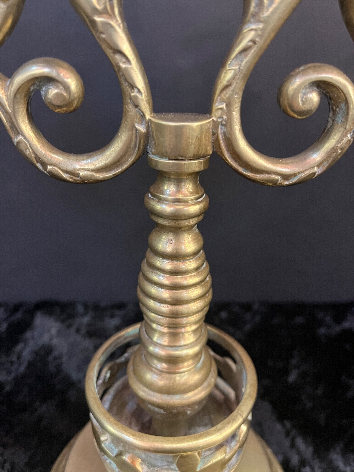 Vintage Brass Candelabra with Lion Holding Shield