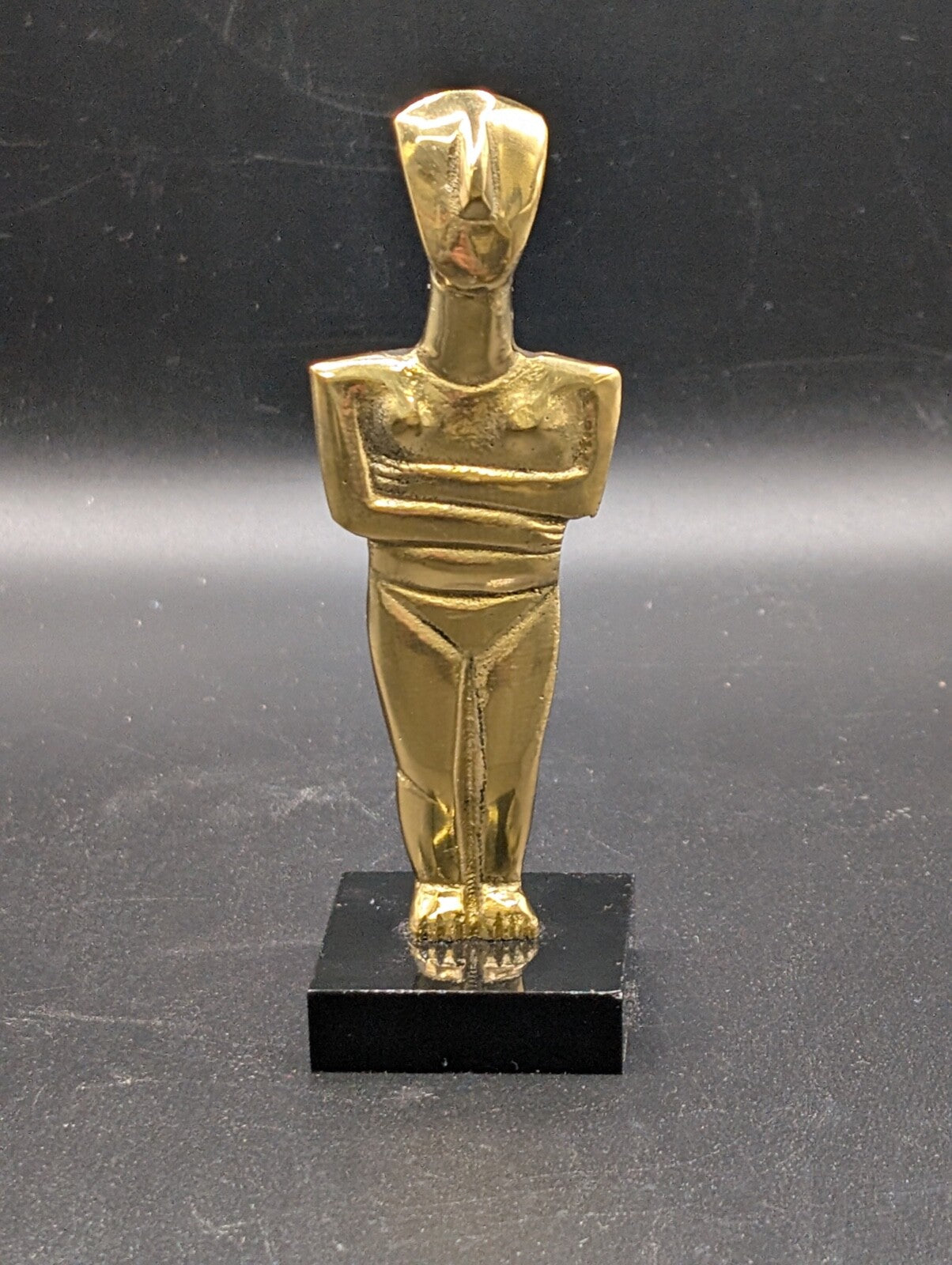 Vintage Brass Cycladic small statue abstract man woman art deco mid century